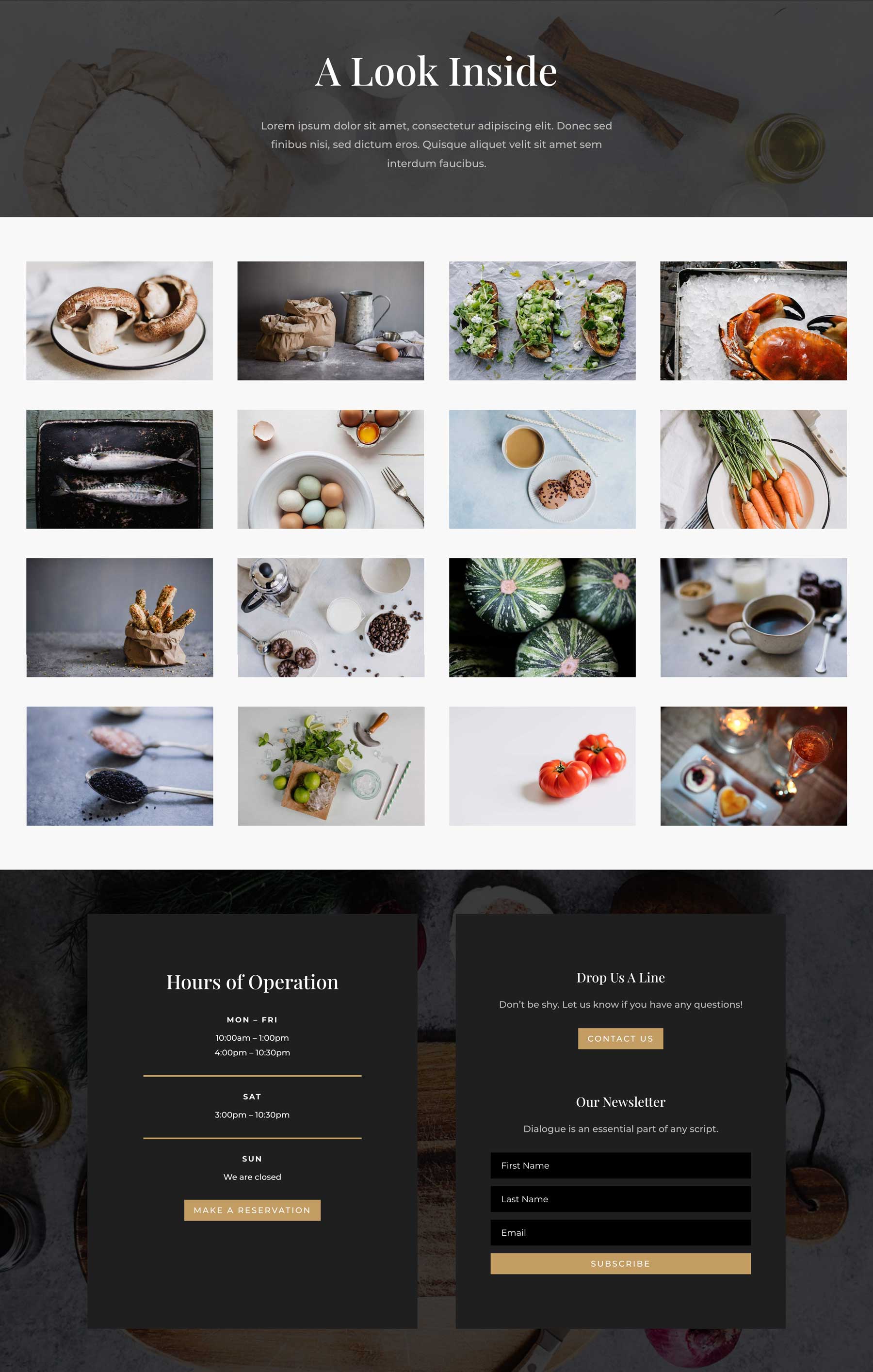divi restaurant website