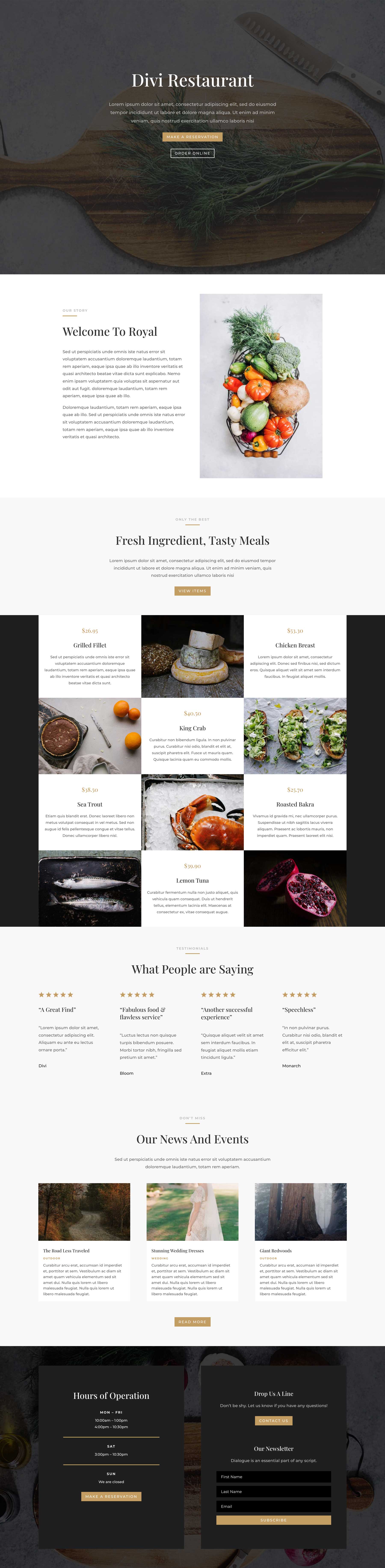 divi restaurant website