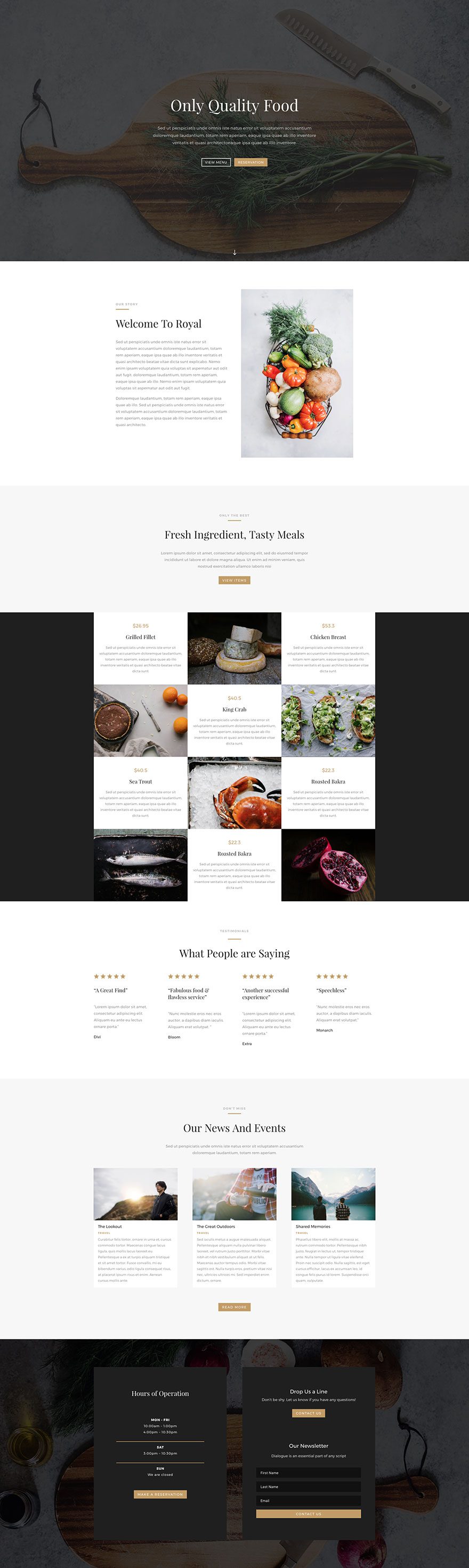 Divi Restaurants Layout free Download