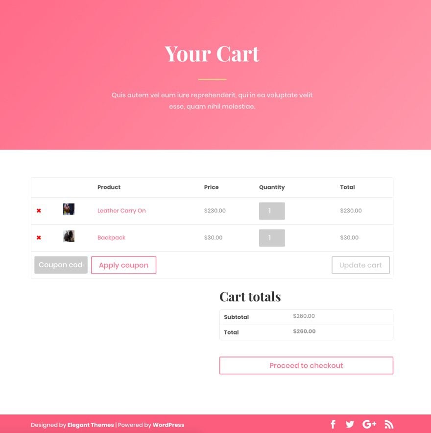 Cart page