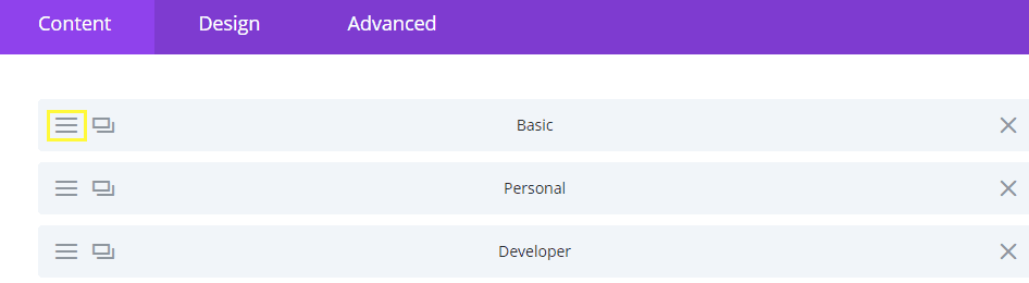 Customizing one of your pricing table's columns.