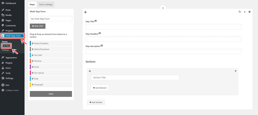 multi-step contact form