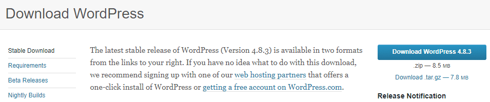 WordPress Downloaden.