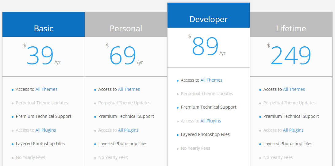 What our pricing table looks after customizing it.