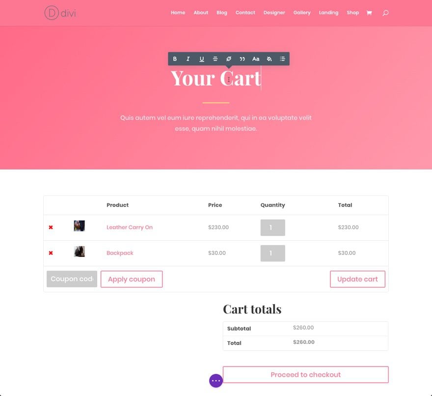 finish cart page