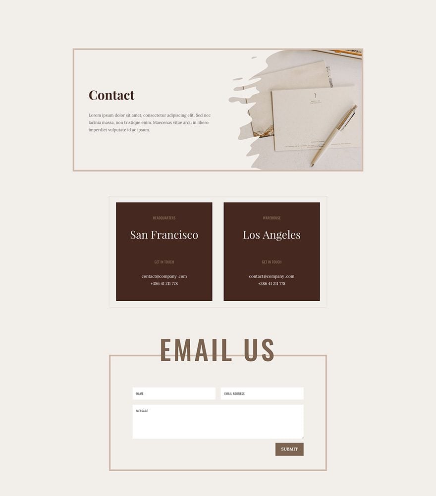 Online Store Layout Pack Contact Page Design