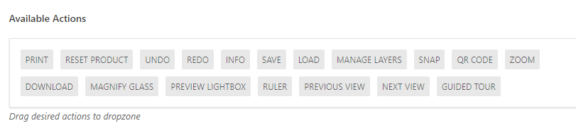 The actions available for your layout.