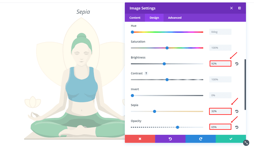 filter options