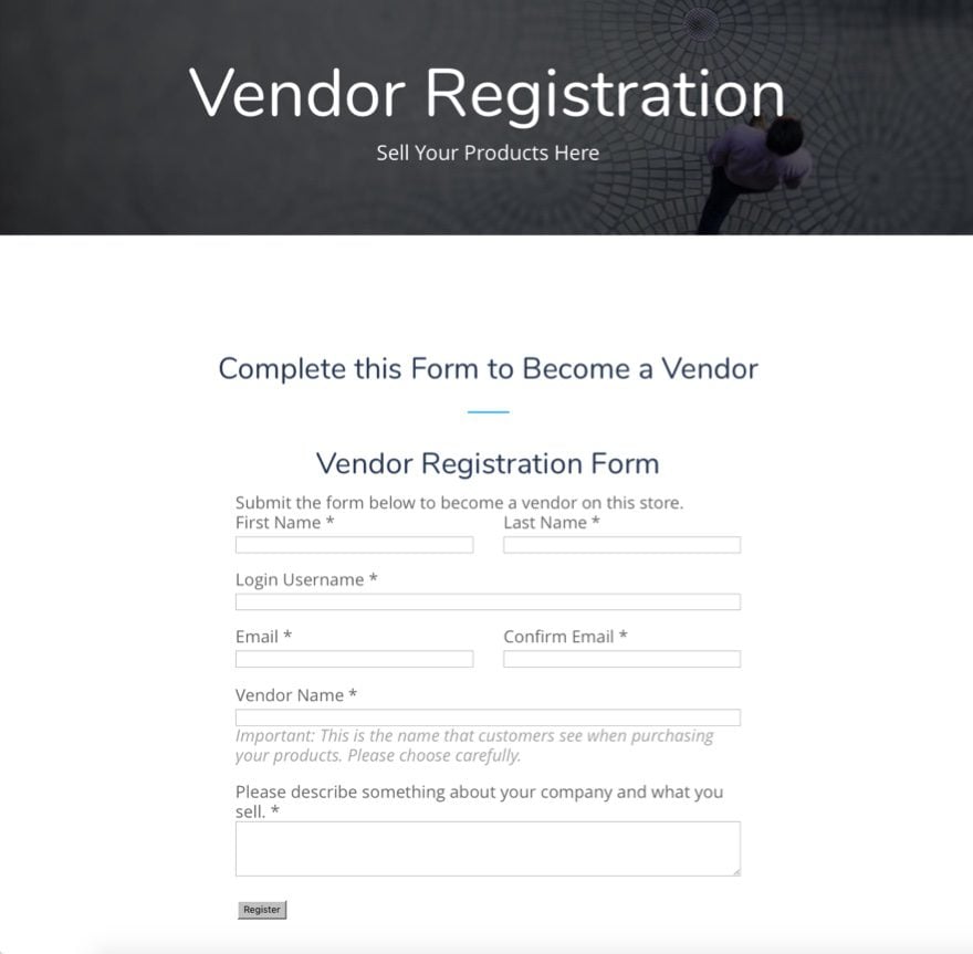 vendor page