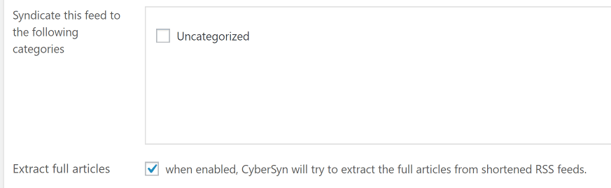 Configuring the plugin to extract the full article from its source.