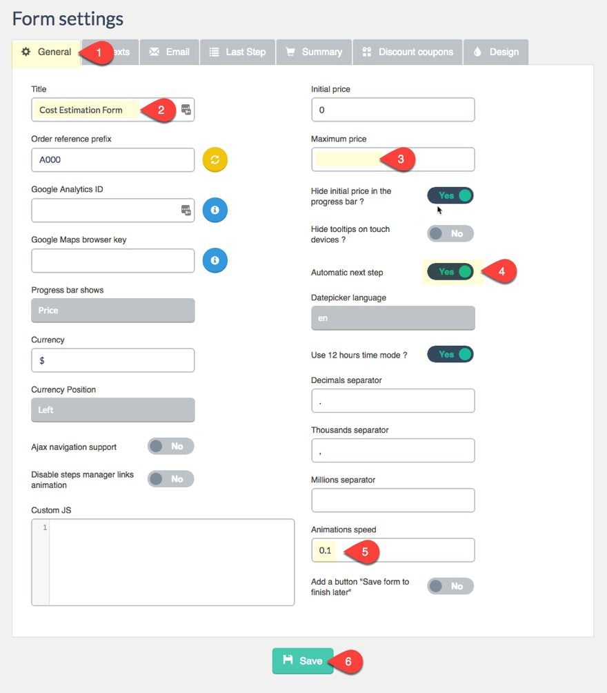 general settings