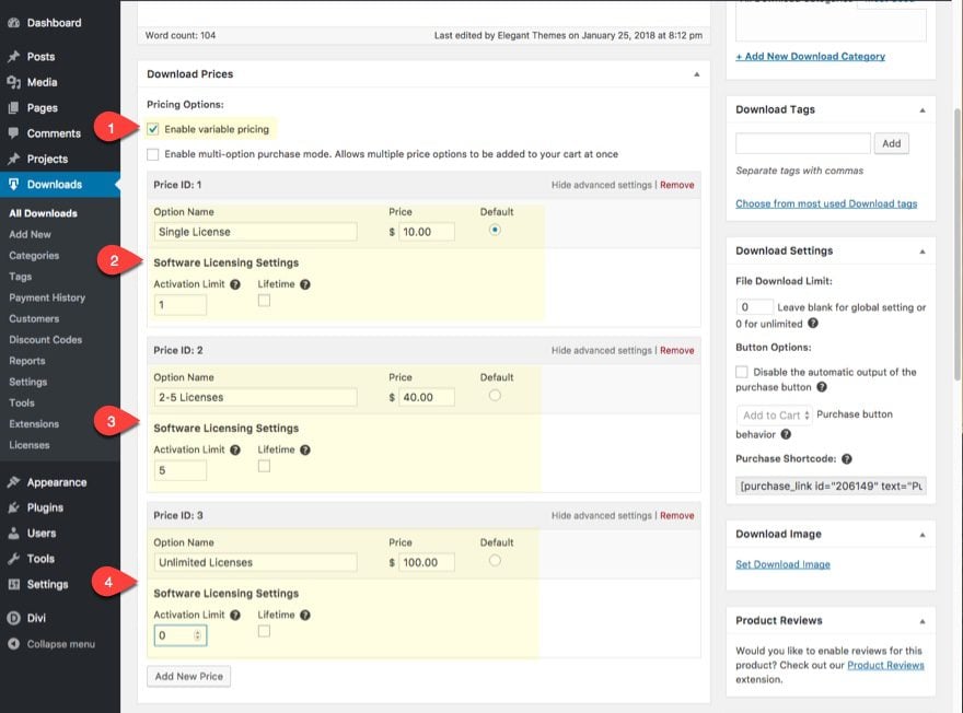 pricing variations