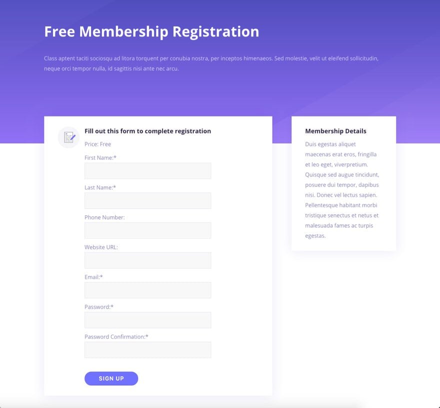registration page