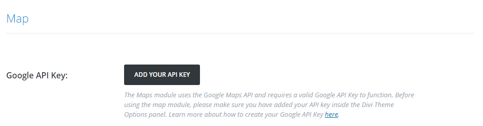 The option to add your API key.