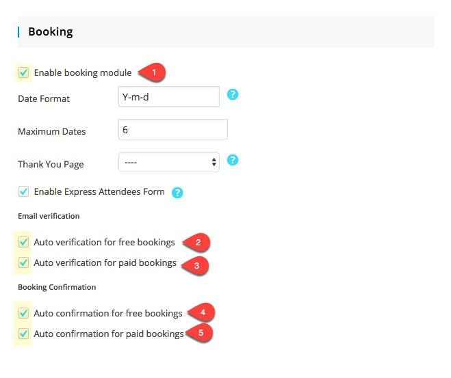 booking options