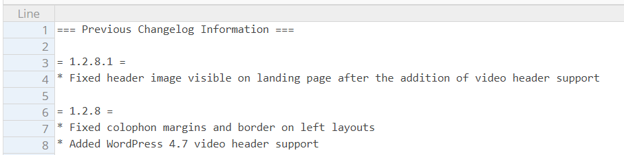 An example of a theme changelog file.