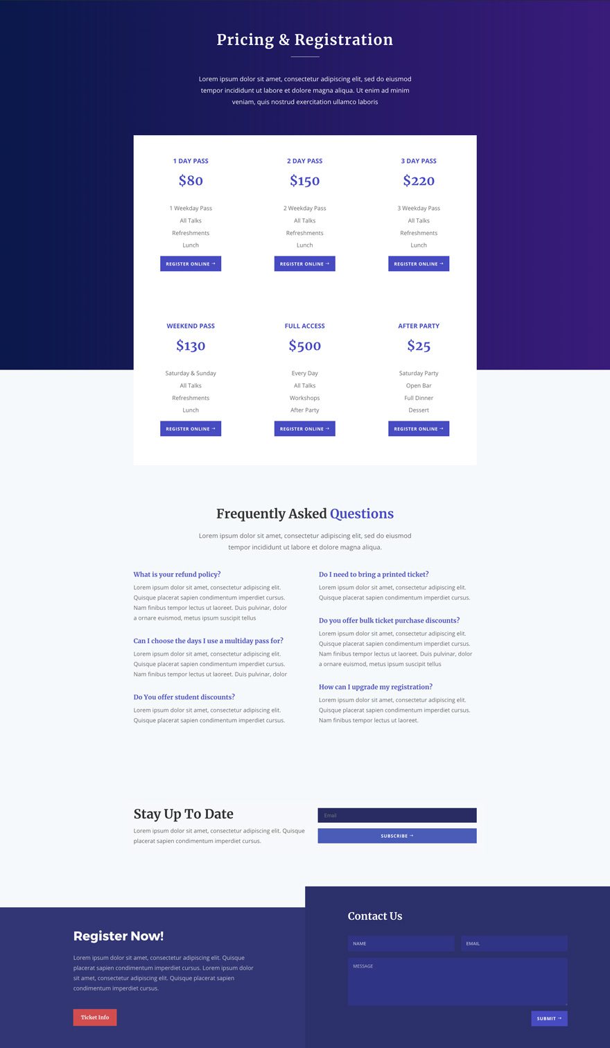 pricing page