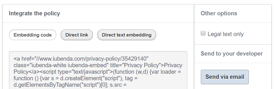 Embedding your privacy policy into your website.