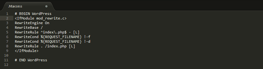 An example of a WordPress htaccess file.