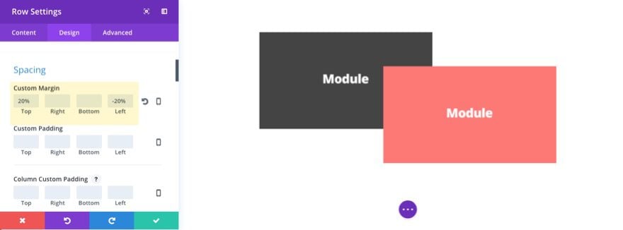 right row settings