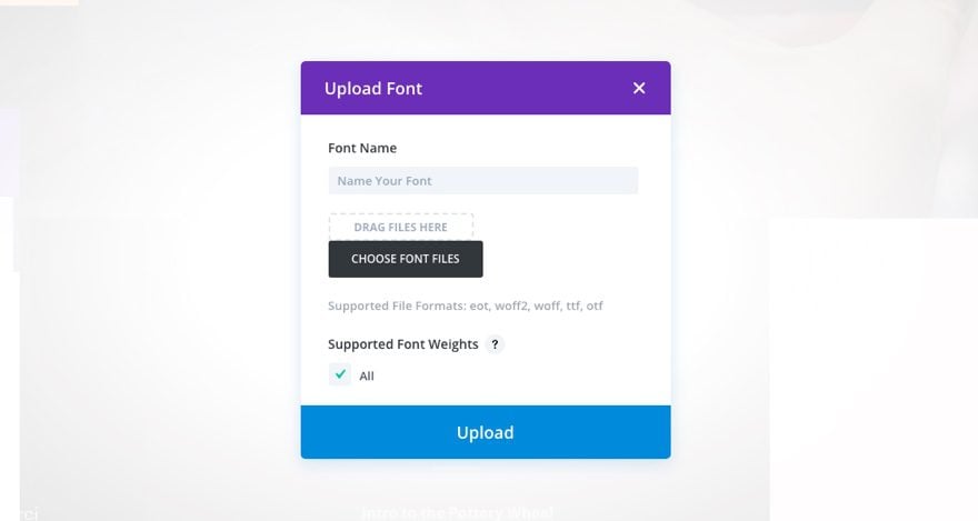 upload font modal