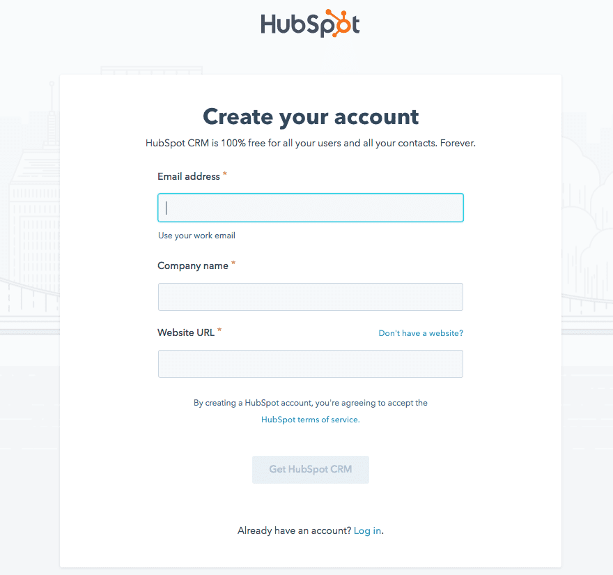 hubspot crm free account set up