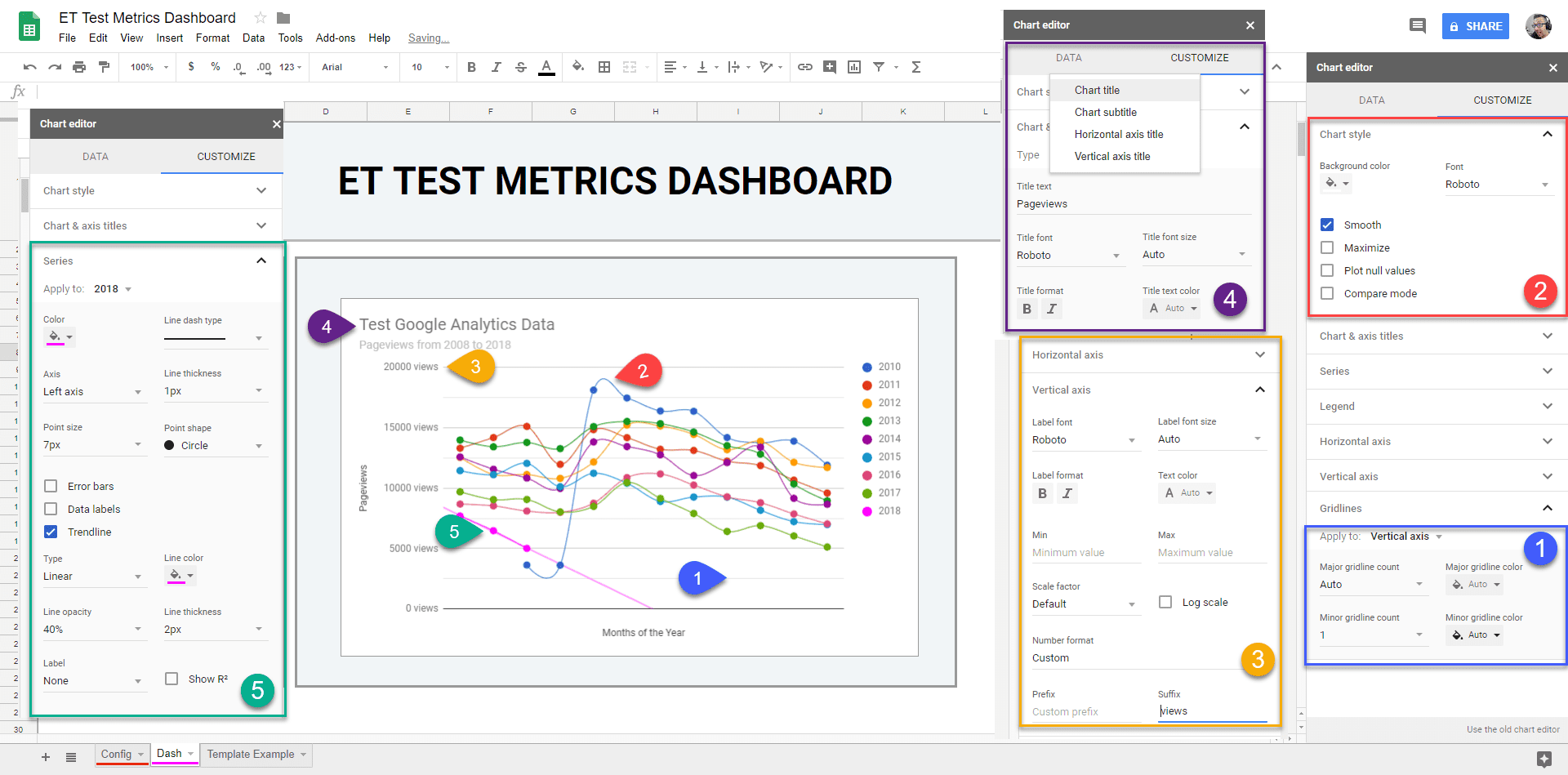 all the google sheets chart customization options