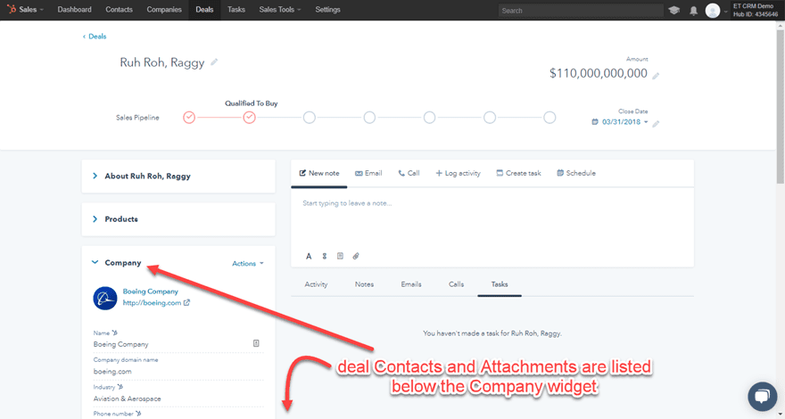 hubspot deals ui