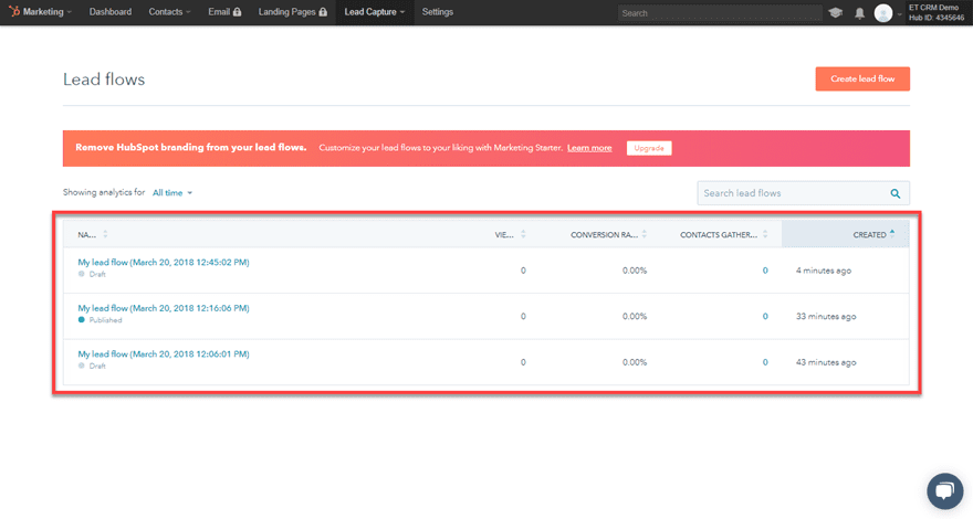 hubspot marketing dashboard leads