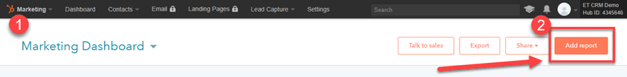 add reports to hubspot