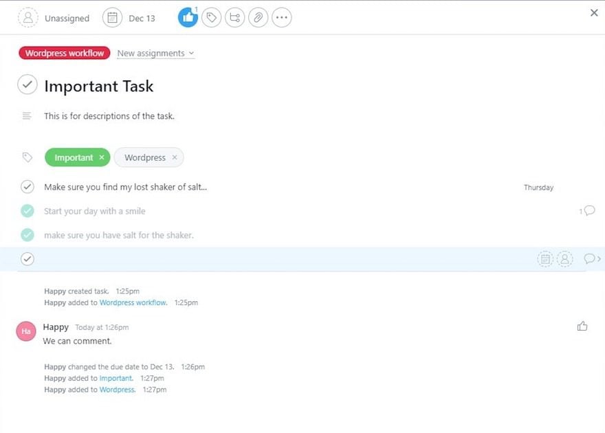 Asana Task View