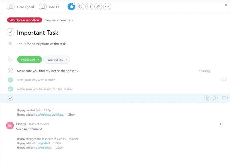 Asana Task View