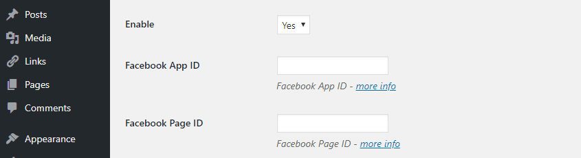 Adding your app and page IDs to WordPress.