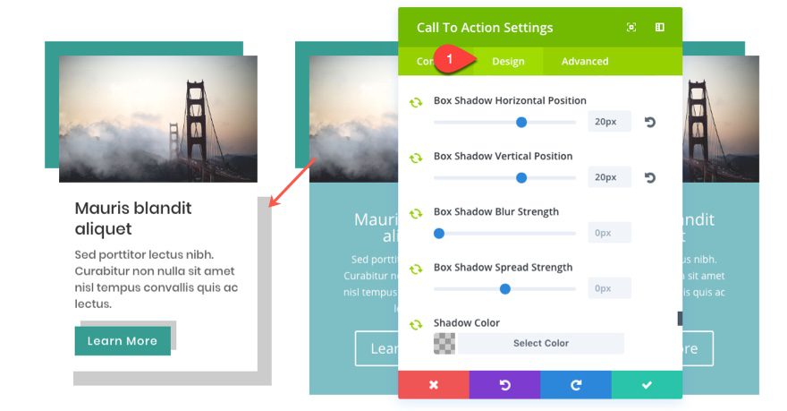 grid layout cta settings