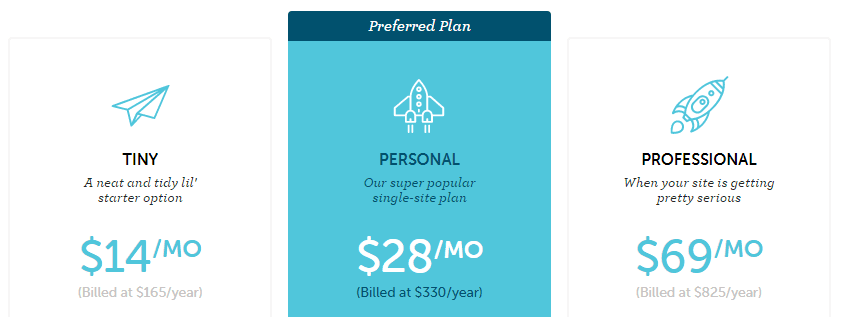 A price table that showcases anchoring and decoy techniques.