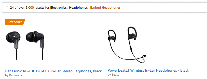 A screenshot of one of Amazon's product catalog pages.