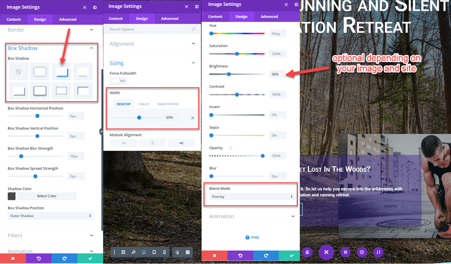 Divi builder opacity and negative margins