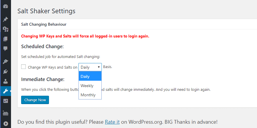 Configuring automatic salt key changes.