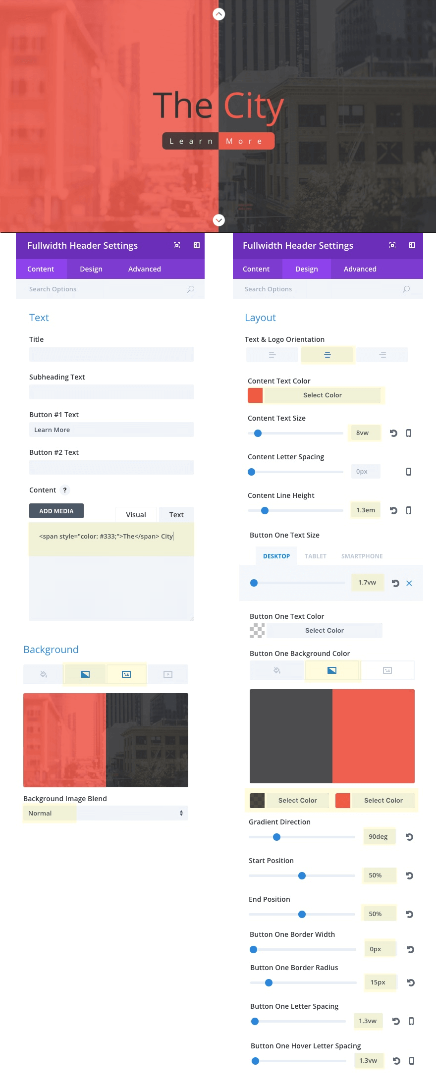 fullscreen section four settings