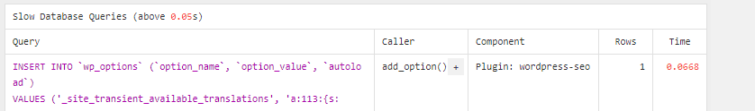 An example of a slow database query.