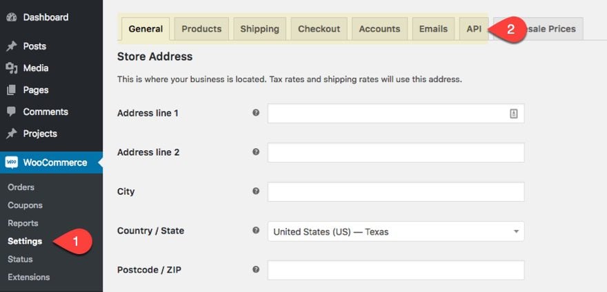 woocommerce settings