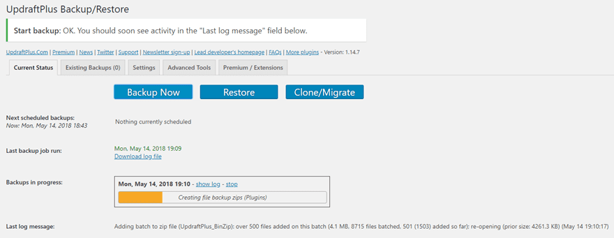 UpdraftPlus Restore and Migrate