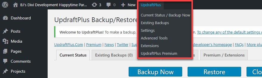 UpdraftPlus Restore and Migrate