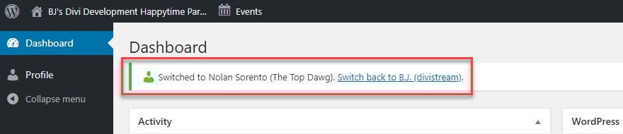 WordPress User Switching