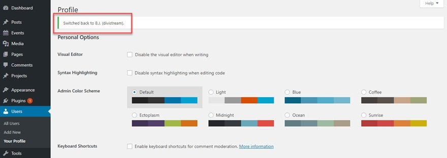 WordPress User Switching