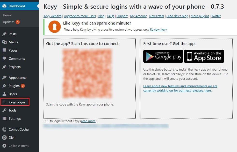 Keyy Login App and WordPress Plugin