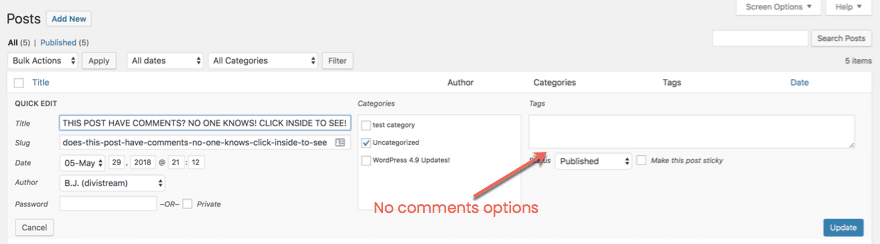 Disable WordPress Comments