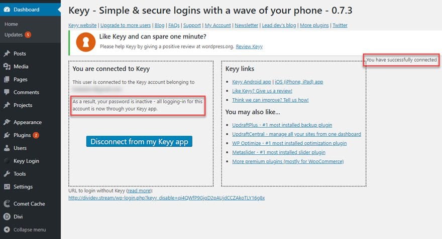 Keyy Login App and WordPress Plugin