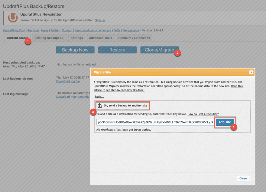 UpdraftPlus Restore and Migrate
