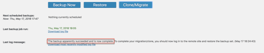 UpdraftPlus Restore and Migrate